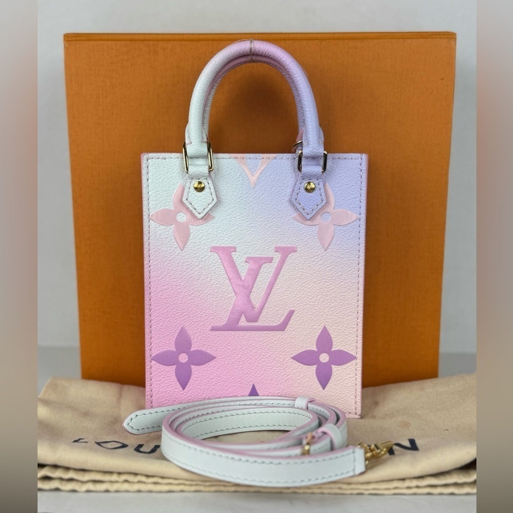Louis Vuitton Petit Sac Plat Satchel Top Handle Bag Pastel Pink Canvas. - Picture 12 of 16